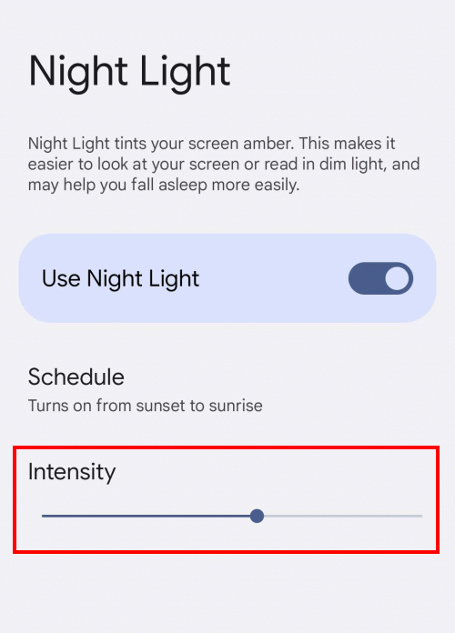 Use the Intensity slider to adjust the intensity